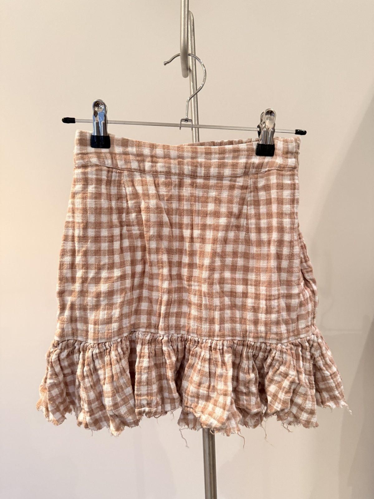 Ghanda Teen Chandi Gingham Ruffle Mini Skirt Beige 12-13Y - Image 1