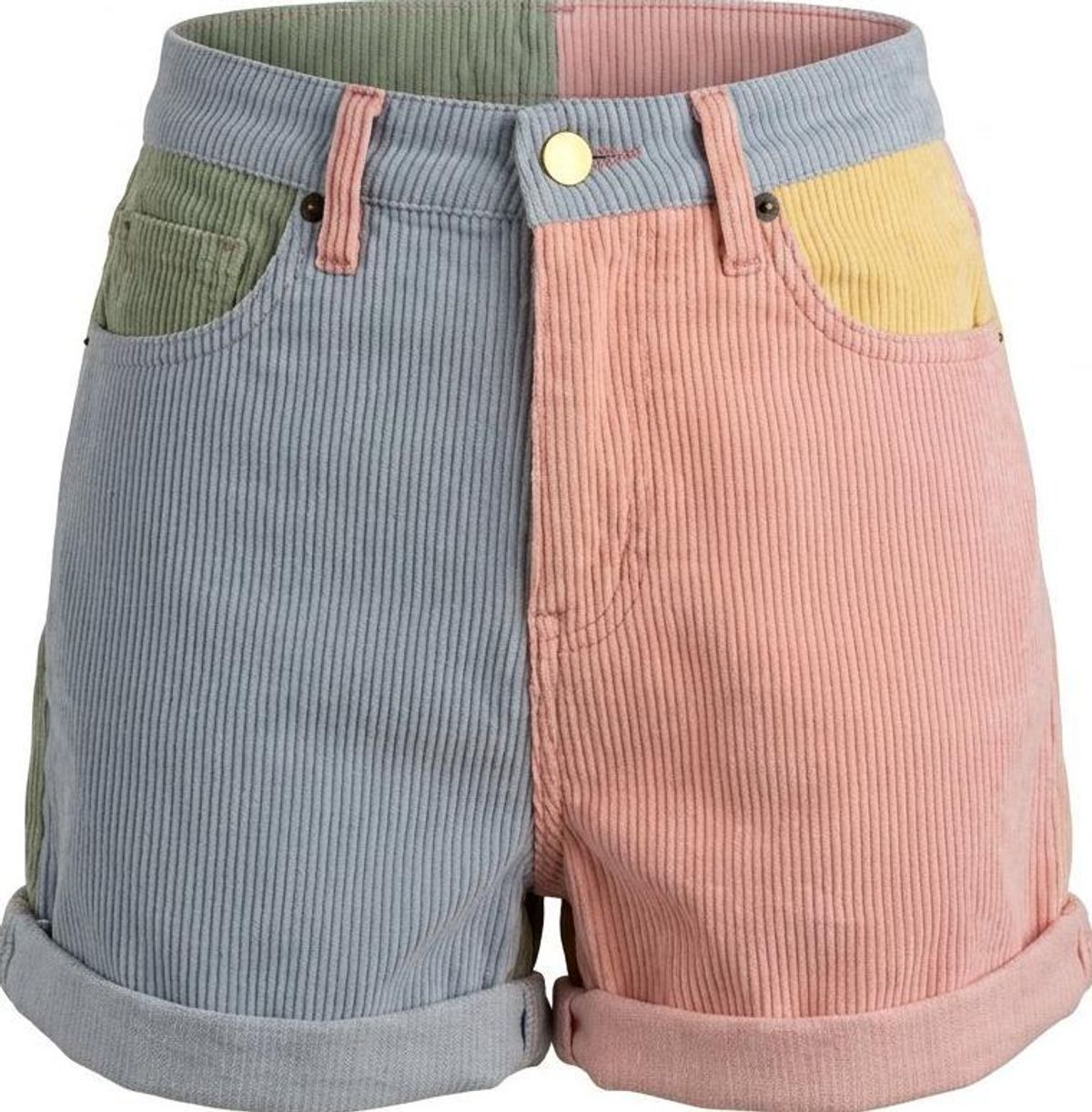 Ghanda Girls Pastel Colour Block Corduroy Cargo Shorts Size 12-13 - Image 1