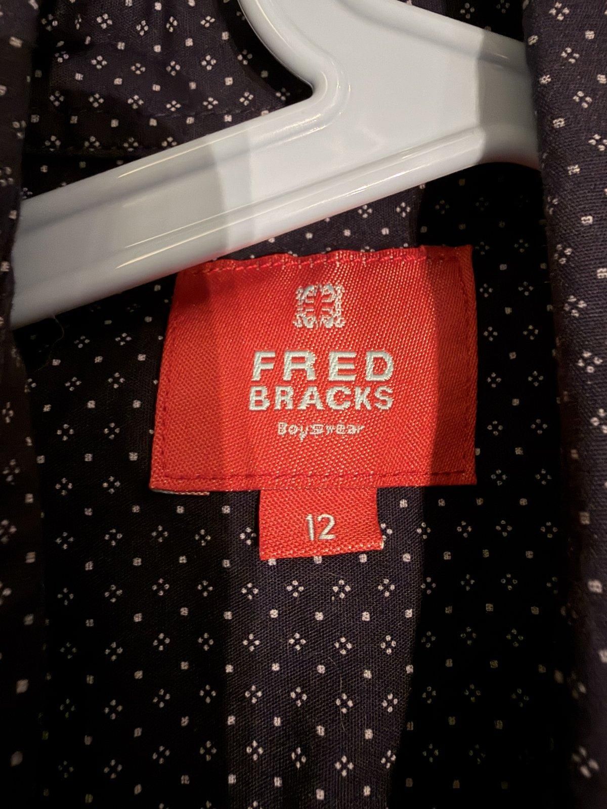 Fred Bracks Boys' Navy Micro-Print Long Sleeve Shirt Size 12 - Image 2