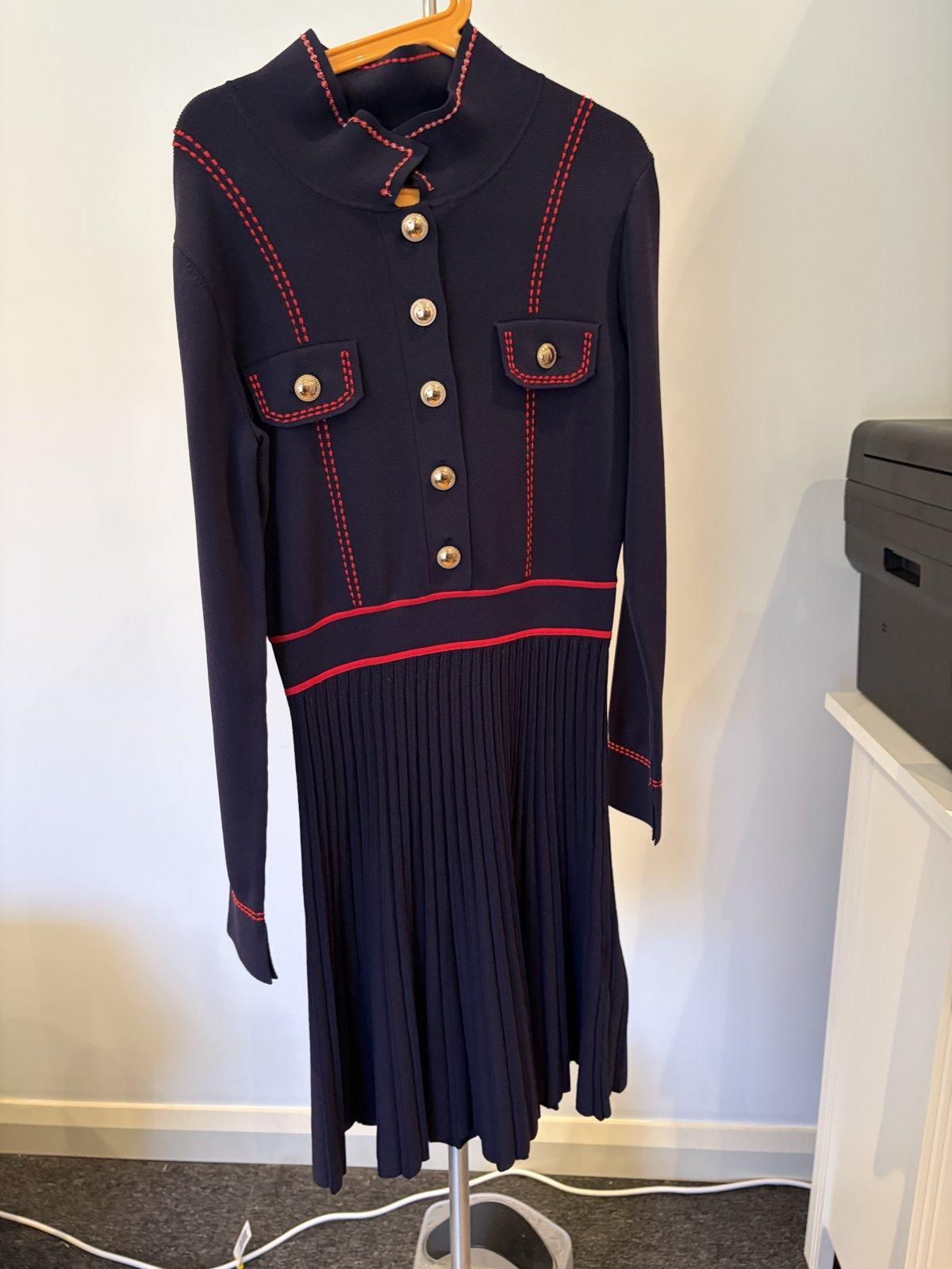 Reiss Girls Navy Knit Polo Dress Red Trim 12-13Y - Image 2