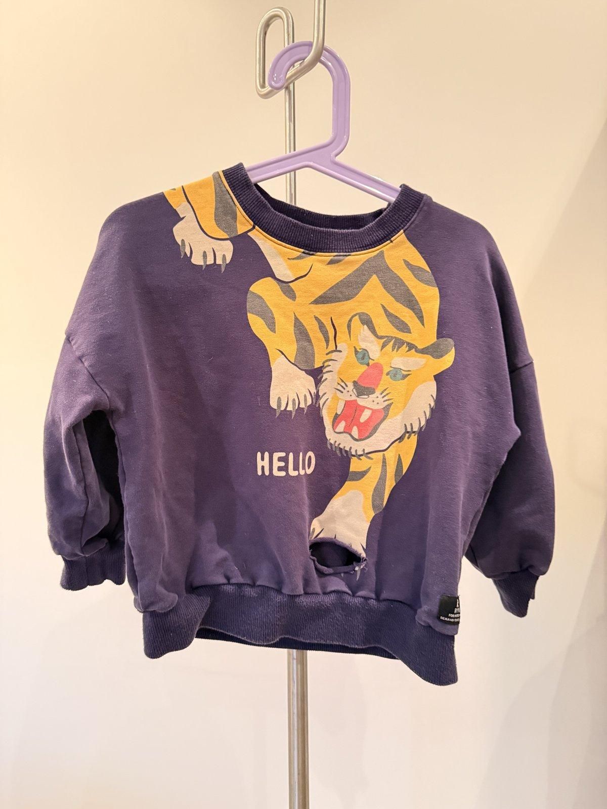 Rock Your Kid Hello Tiger Sweatshirt Size 4 Purple - Image 1