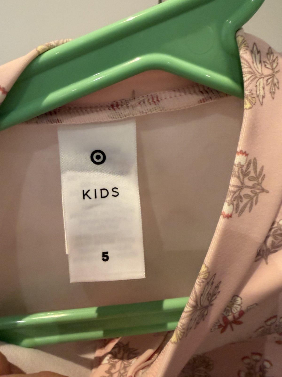 Target Girls Floral Long Sleeve Rashguard Swimsuit Size 5 Pink - Image 2