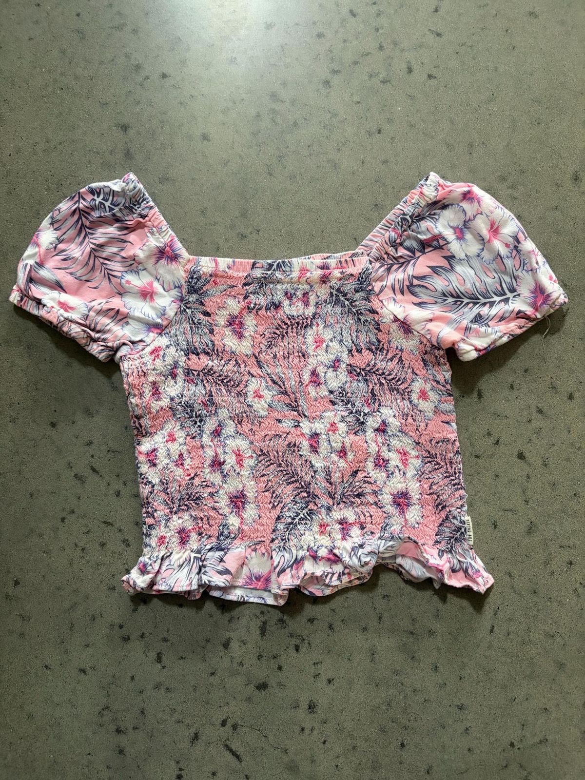 Piping Hot Girls' Pink Floral Smocked T-Shirt Size 5 for rent on The Volte - main image