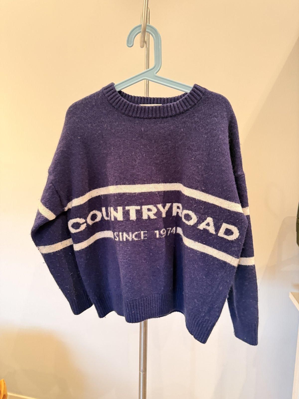 Country Road Women's Navy Crew Neck Knit Jumper Size 10 - Image 2