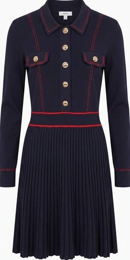 Reiss Girls Navy Knit Polo Dress Red Trim 12-13Y for rent on The Volte - image 1
