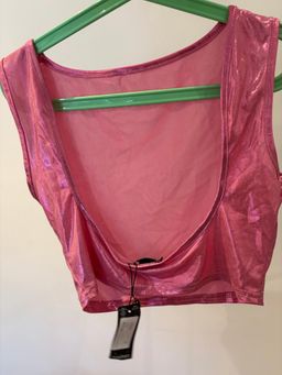 Boohoo Metallic Racer Crop Top Hot Pink Size 6 for rent on The Volte - image 2