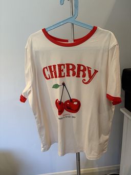 SHEIN Teen Cherry Ringer T-Shirt Size 14Y Cream for rent on The Volte - image 2