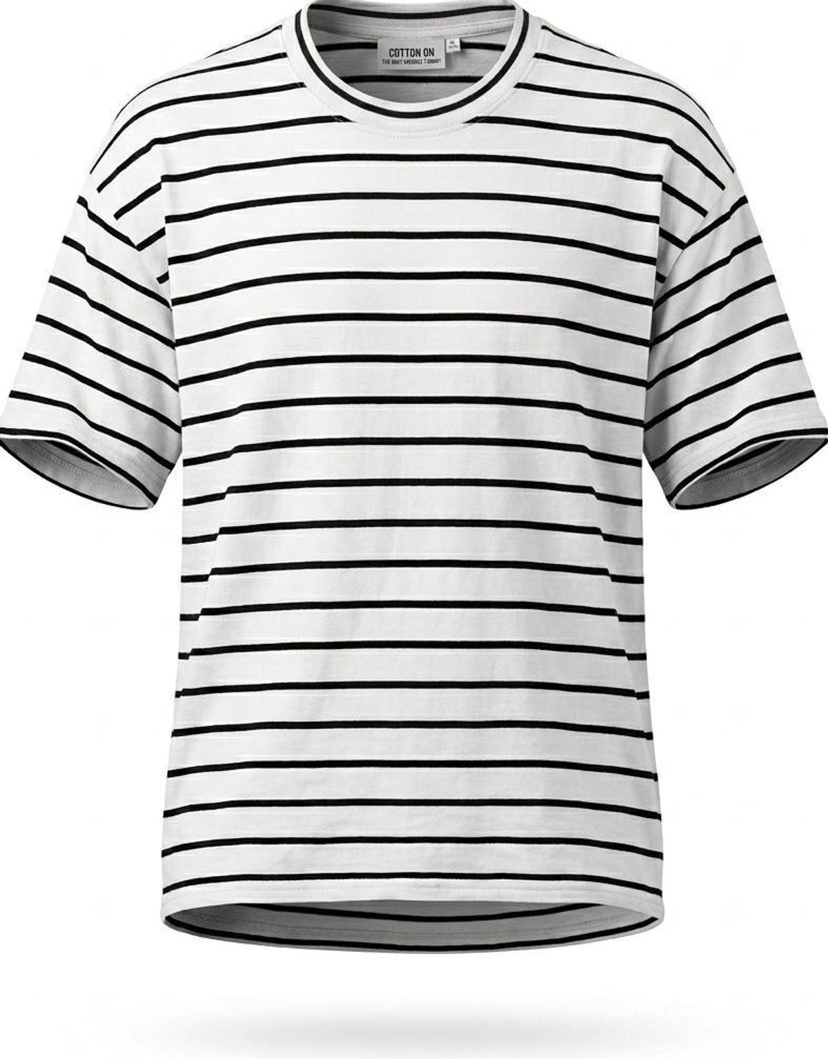 Cotton On Women's Boxy Oversized Striped T-Shirt XS White - Image 1