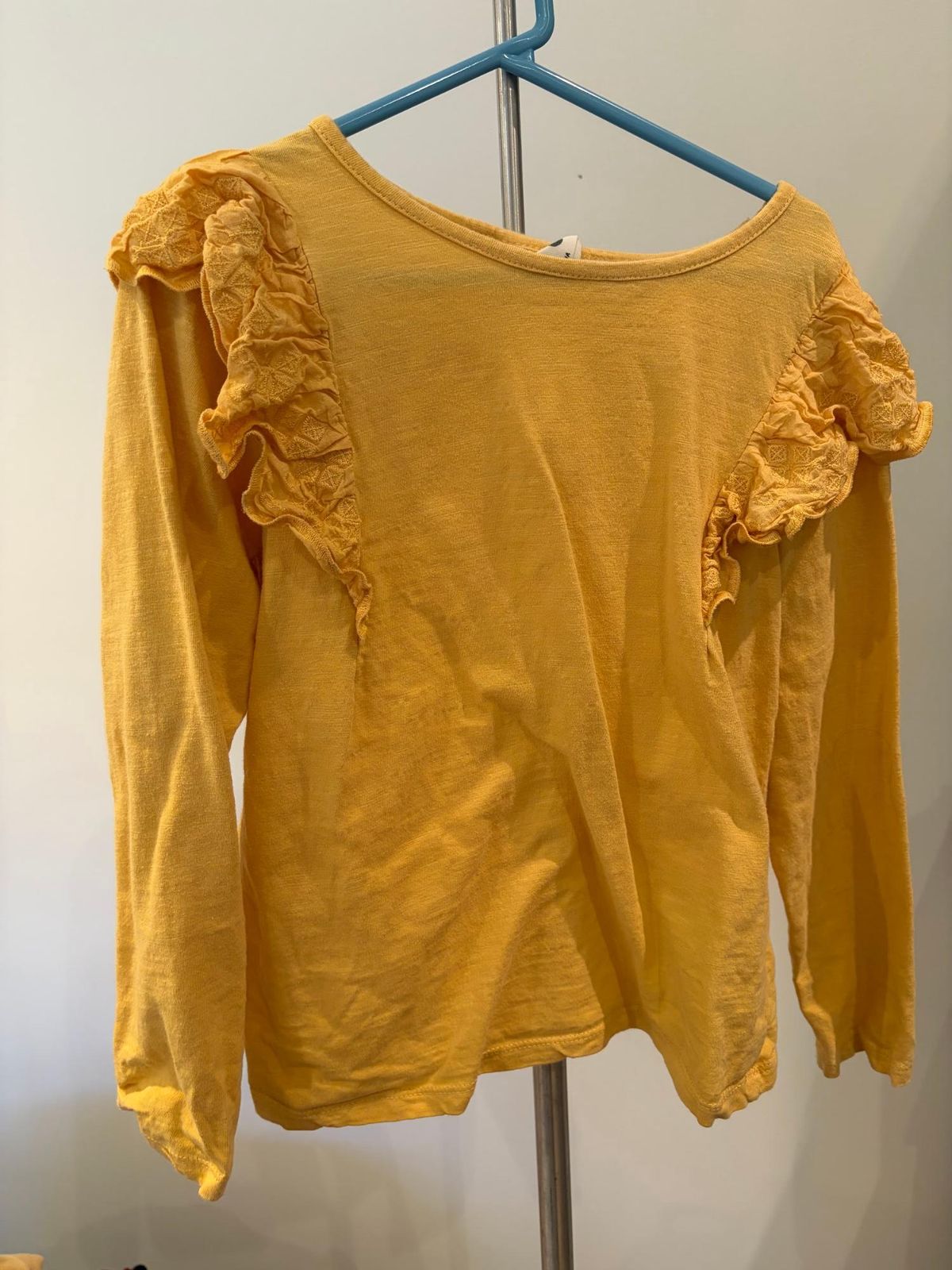 Cotton On Kids Girls Mustard Ruffle Long-Sleeve Top Size 8 - Image 2