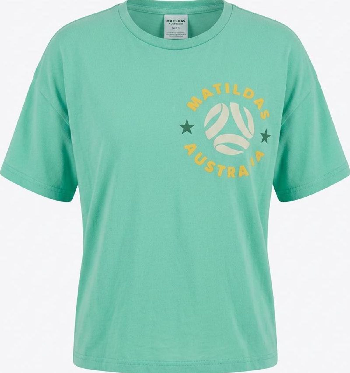 Women's Matildas Australia Football Graphic T-Shirt Size 14 Green - Image 1