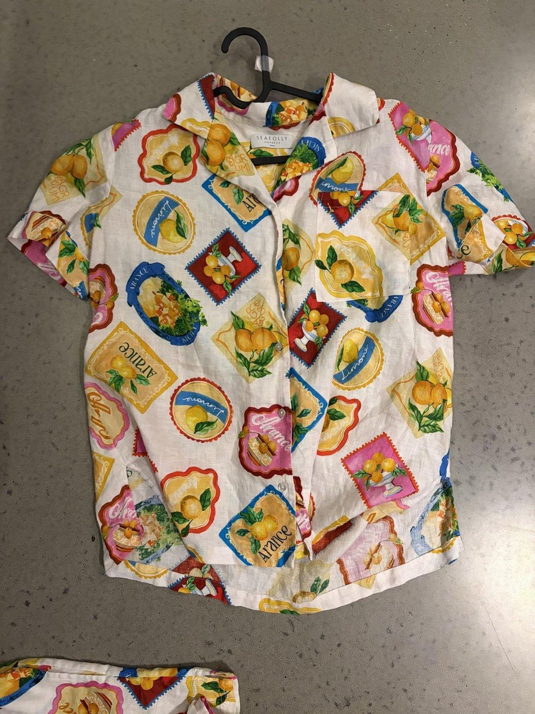 Seafolly Women's Citrus-Print Linen Camp Shirt Size S for rent on The Volte - main image