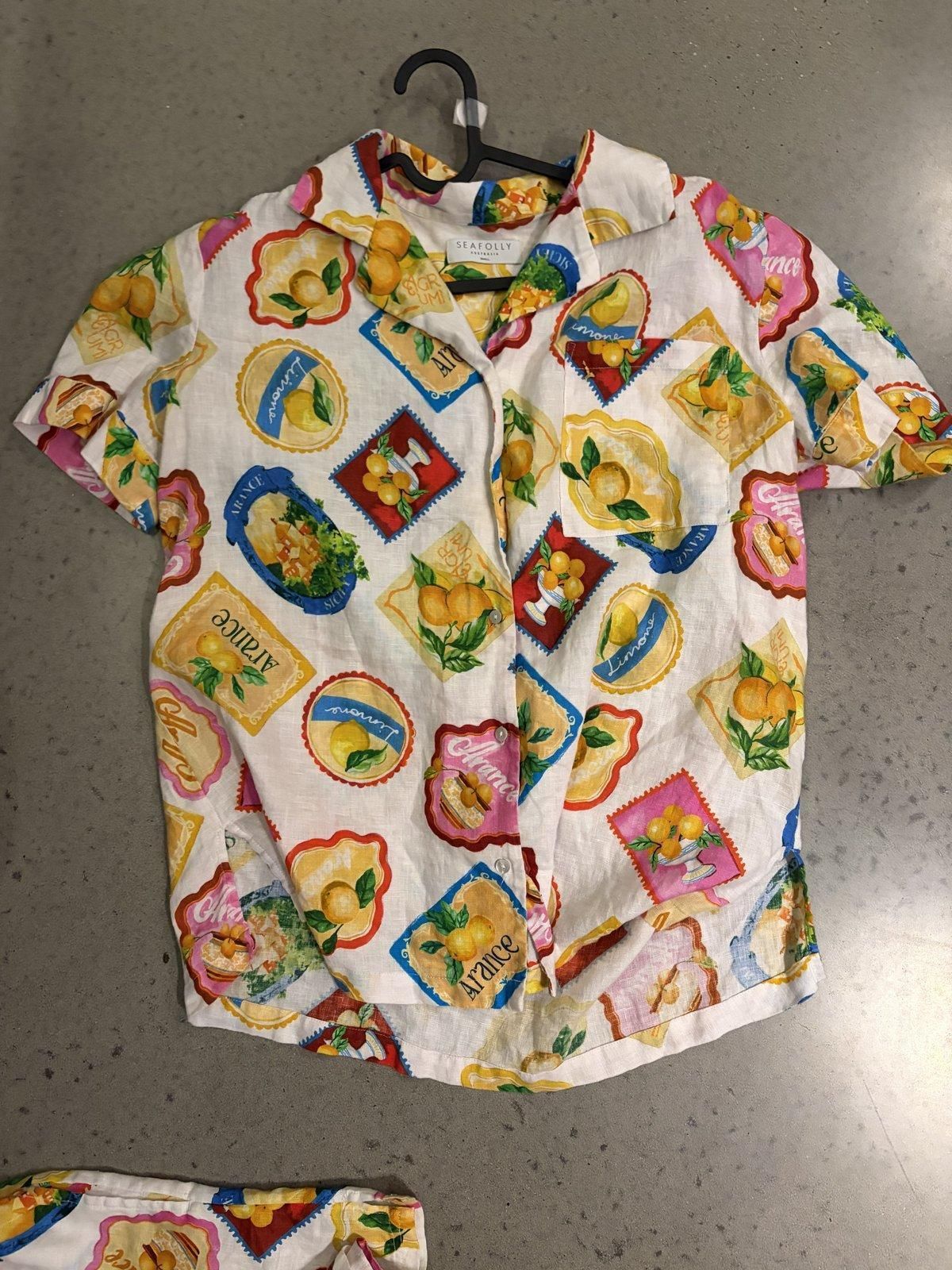 Seafolly Women's Citrus-Print Linen Camp Shirt Size S - Image 1