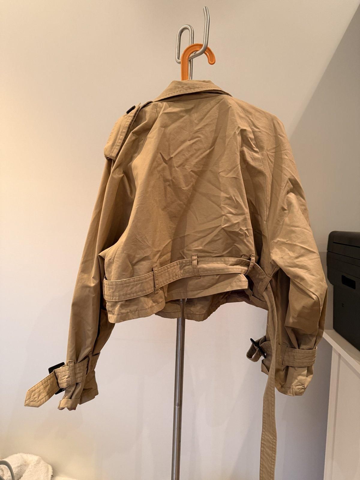 Seed Teen Girls Cropped Trench Jacket Size 12 Tan - Image 2