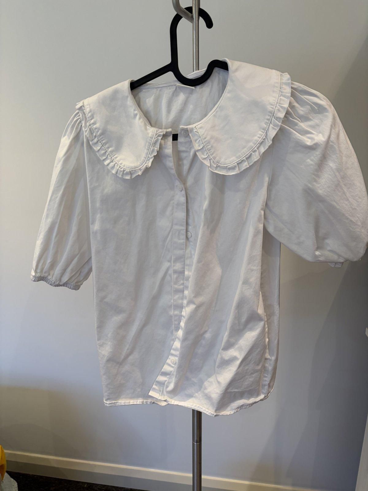 NEXT Girls Ruffle Collar Puff Sleeve Blouse Size 12 White - Image 2