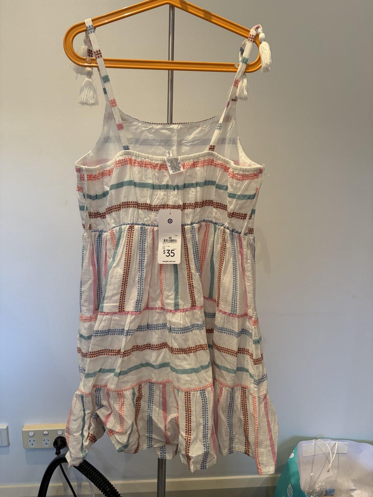 Target Girls' Tiered Stripe Fit & Flare Dress Size 12 - Image 2