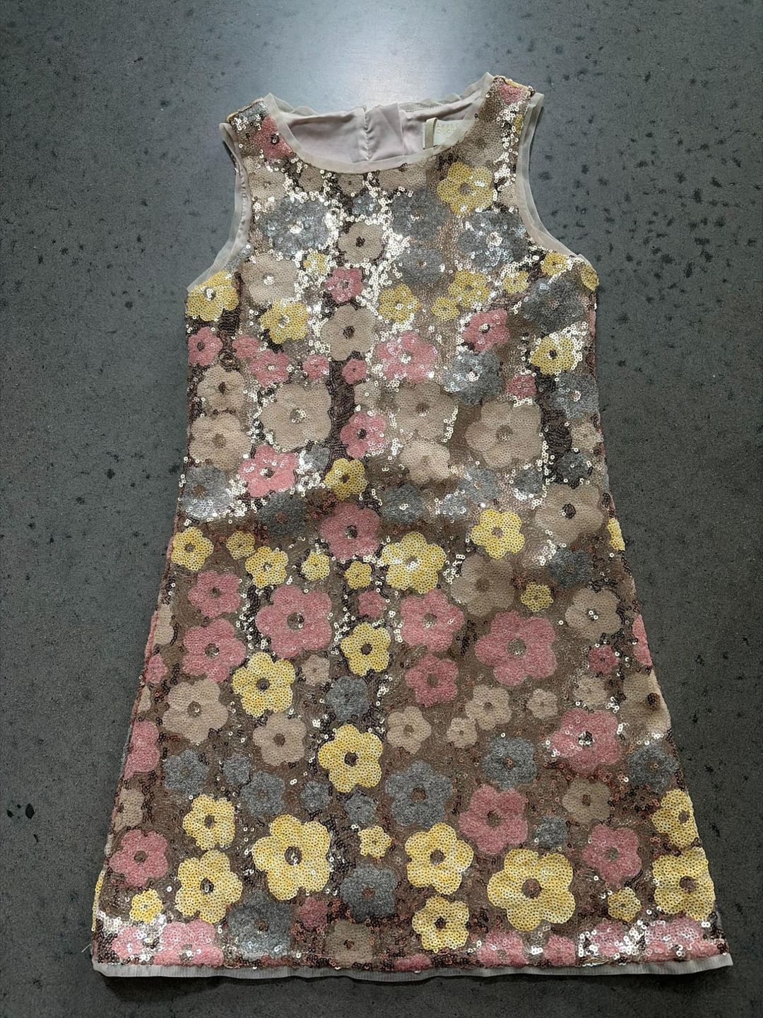 Clover Mila Sequin Flower Shift Dress Size 8 Knee Length for rent on The Volte - main image