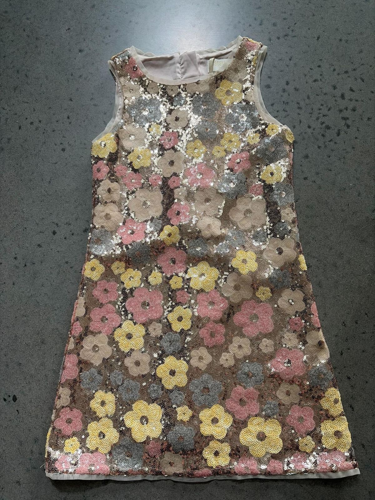 Clover Mila Sequin Flower Shift Dress Size 8 Knee Length - Image 1