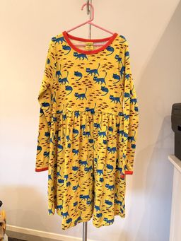 DUNS Sweden Girls' Cat Print Long Sleeve Dress Size 134 Yellow for rent on The Volte - image 2