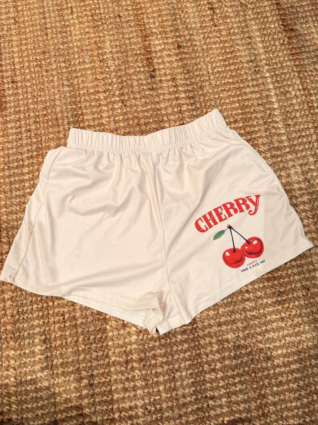 SheIn Teens Cherry Graphic Sweat Shorts White Size 14 for rent on The Volte - main image