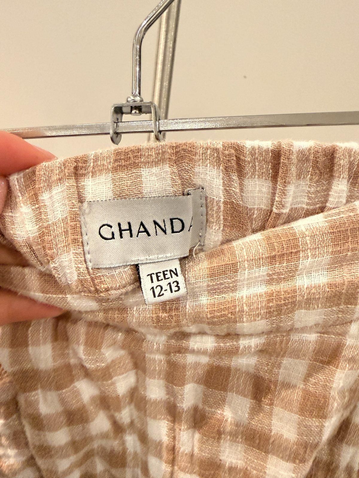 Ghanda Teen Chandi Gingham Ruffle Mini Skirt Beige 12-13Y - Image 2