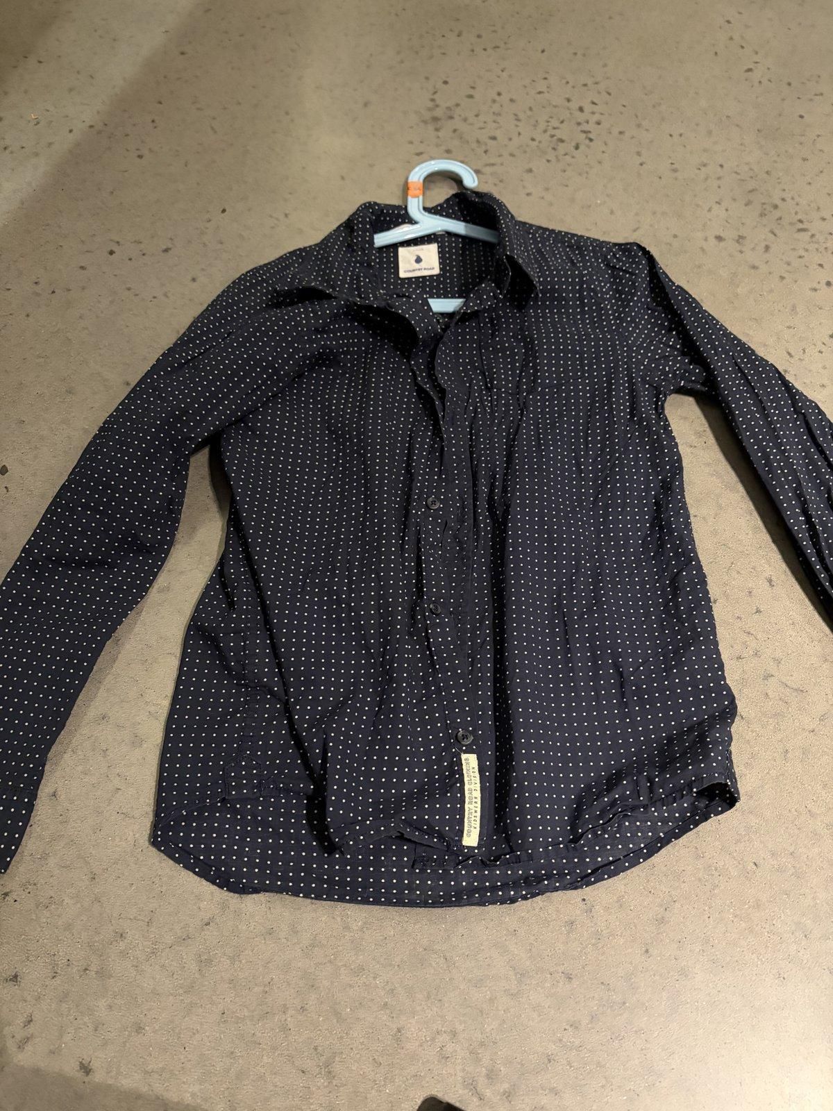 Fred Bracks Boys' Navy Micro-Print Long Sleeve Shirt Size 12 for rent on The Volte - main image