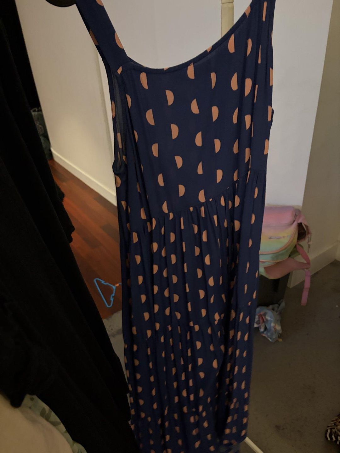 Mister Zimi Women's Navy Sleeveless Midi Shift Dress Size 12 for rent on The Volte - main image