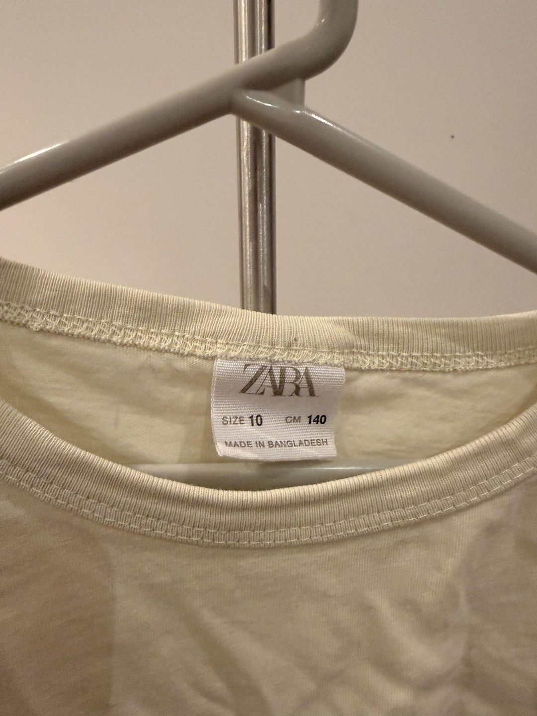 Zara Girls Ruffle Sleeve Boxy T-Shirt Size 10 Beige for rent on The Volte - main image