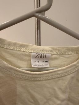 Zara Girls Ruffle Sleeve Boxy T-Shirt Size 10 Beige for rent on The Volte - image 2