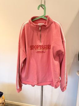 Sportsgirl Women's Quarter-Zip Sweatshirt Pink Size S for rent on The Volte - image 2