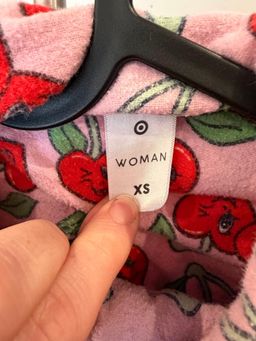 Target Women's Cherry-Print Flannel Pyjama Set XS Pink for rent on The Volte - image 3