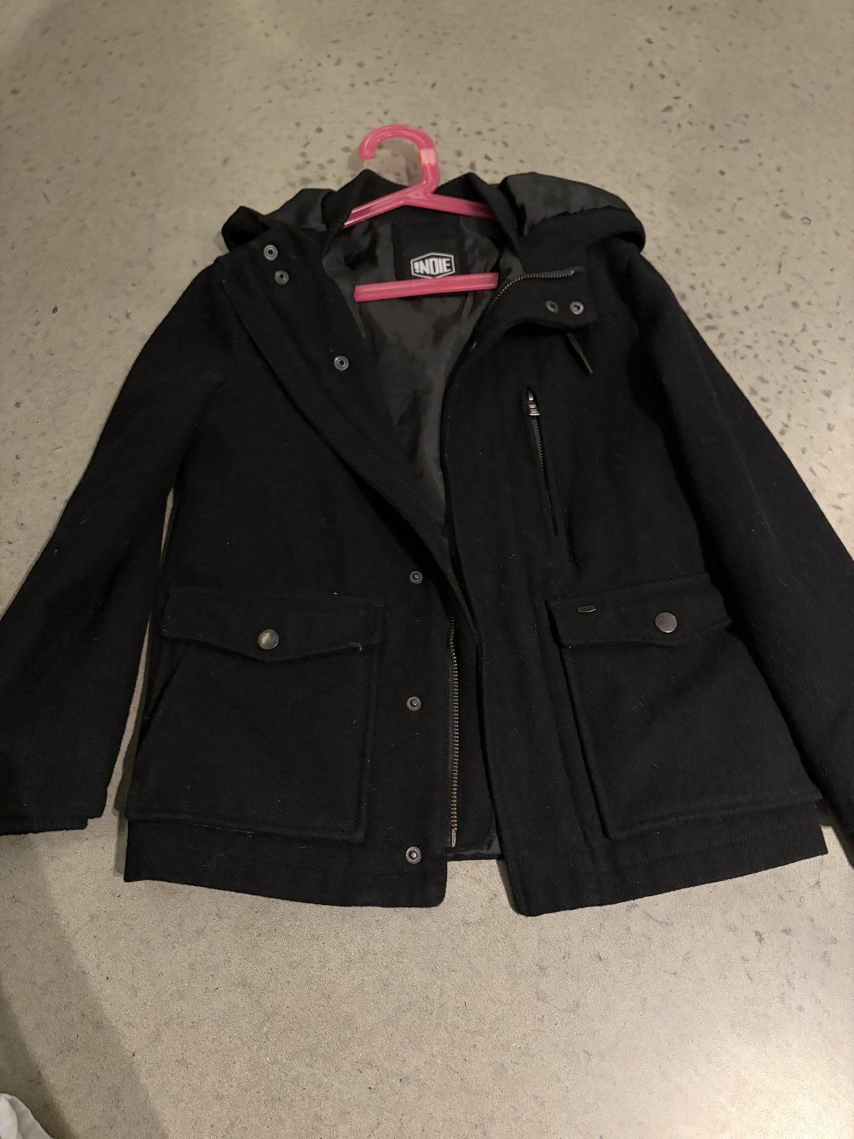 Indie Kids Hooded Wool-Blend Coat Black Size 8 - Image 1