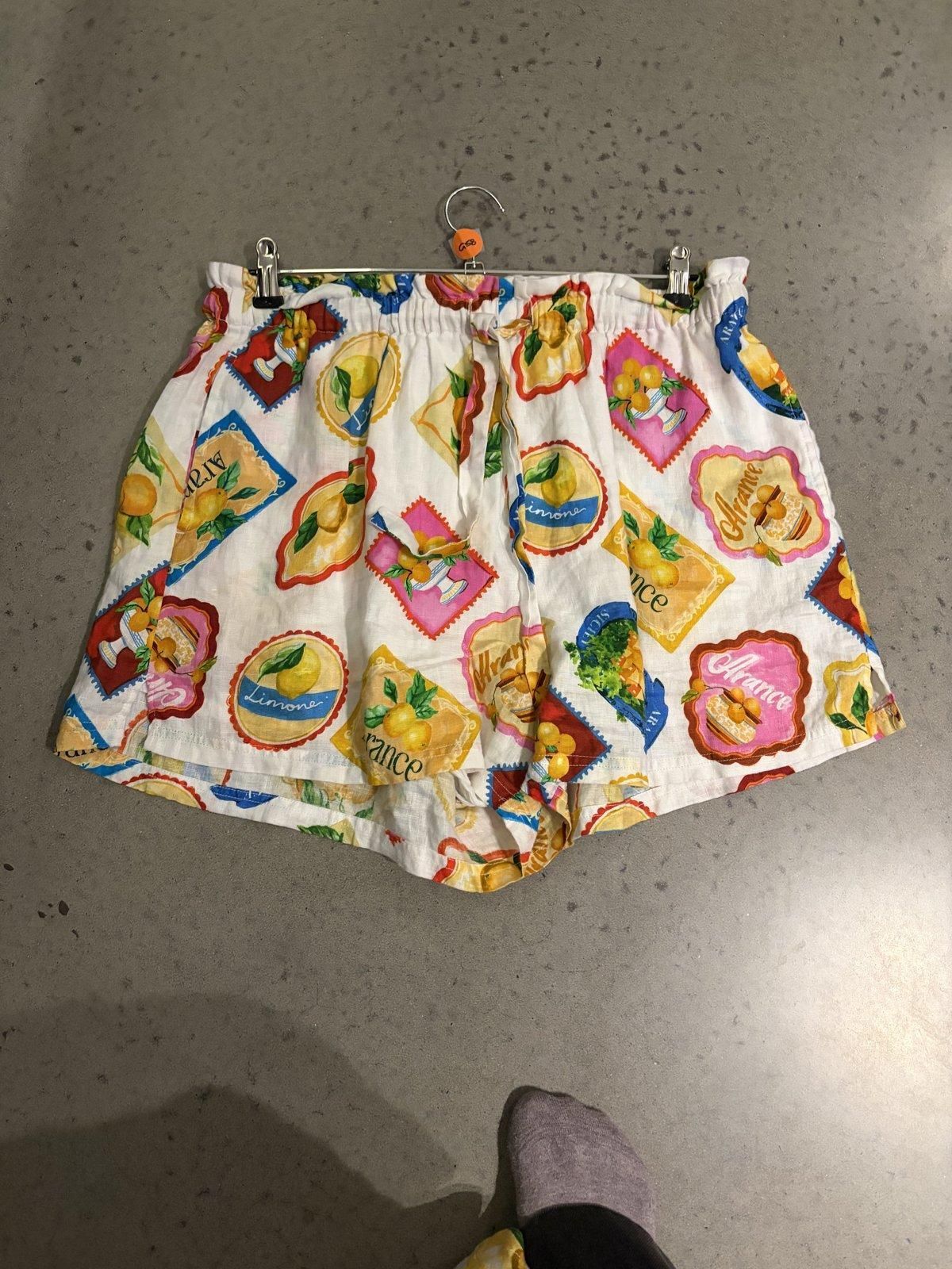 Seafolly Women's Citrus-Print Linen Paperbag Shorts L - Image 1