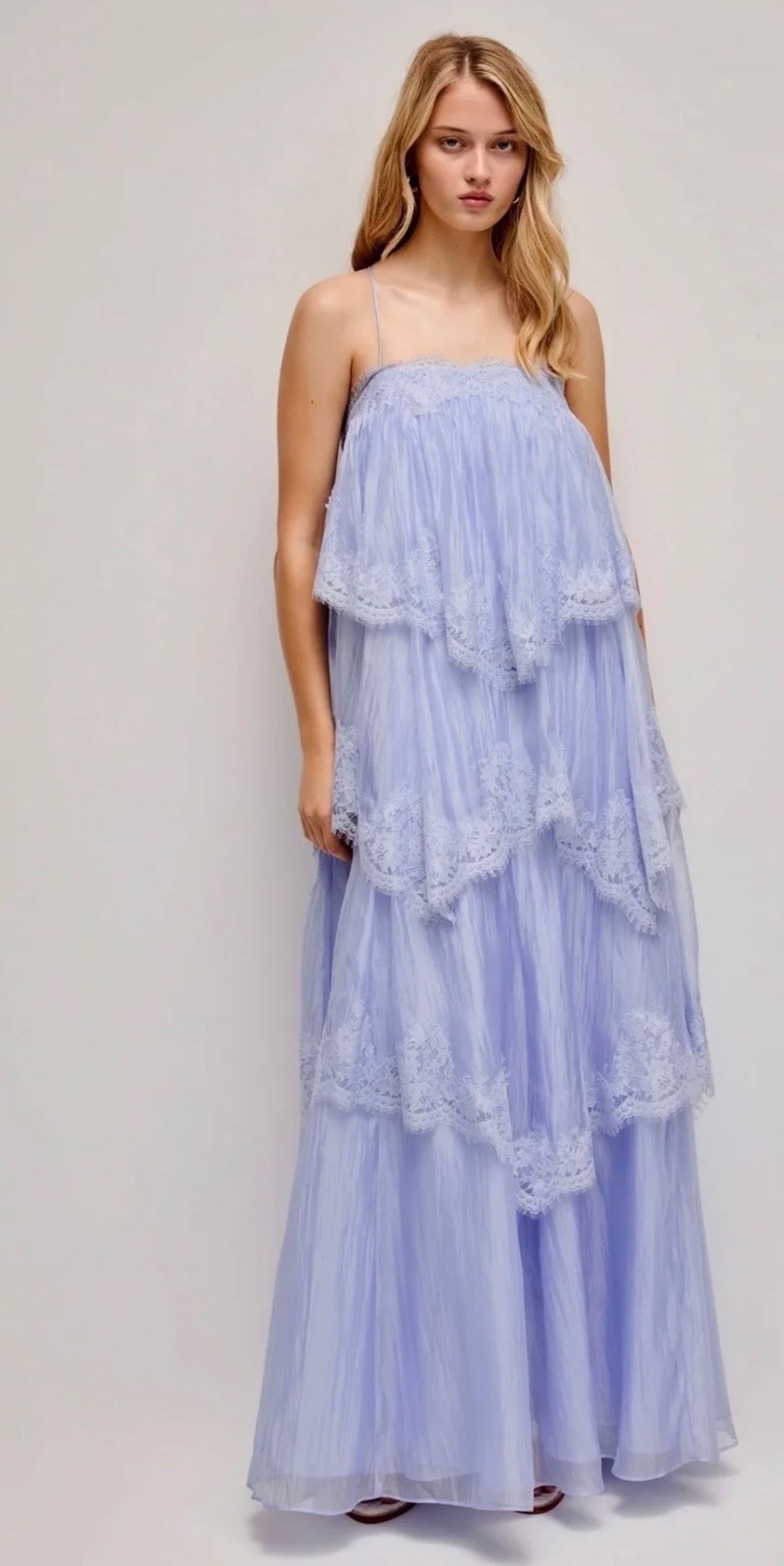 Aje Ophelia Lace Maxi Gown Blue Size 6 for rent on The Volte - main image