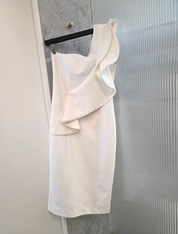 SHEIKE Ivory One-Shoulder Midi Sheath Dress Size 12 for rent on The Volte - image 1