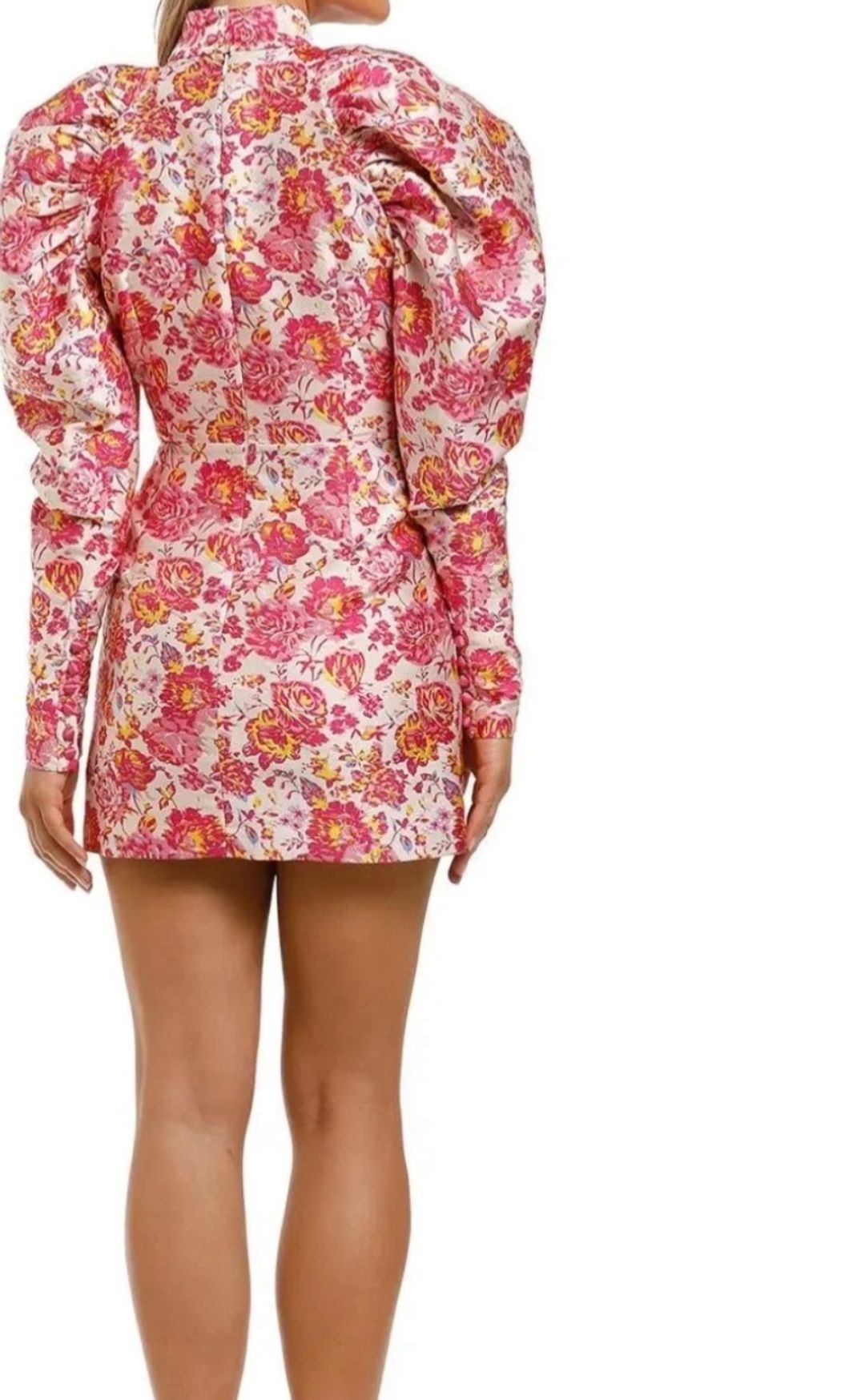 ROTATE Birger Christensen “Number 1" Floral-Jacquard Puff-Sleeve Mini Dress for rent on The Volte - main image