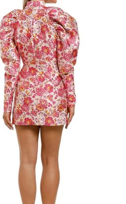 ROTATE Birger Christensen “Number 1" Floral-Jacquard Puff-Sleeve Mini Dress for rent on The Volte - image 2