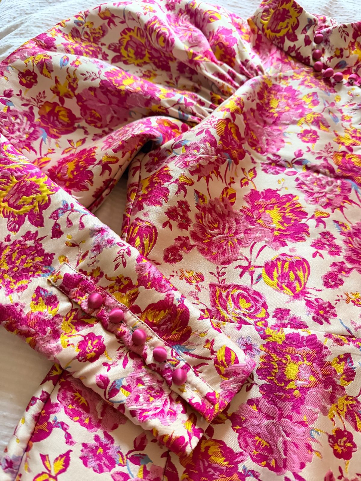 ROTATE Birger Christensen “Number 1" Floral-Jacquard Puff-Sleeve Mini Dress - Image 3