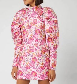 ROTATE Birger Christensen “Number 1" Floral-Jacquard Puff-Sleeve Mini Dress for rent on The Volte - image 1