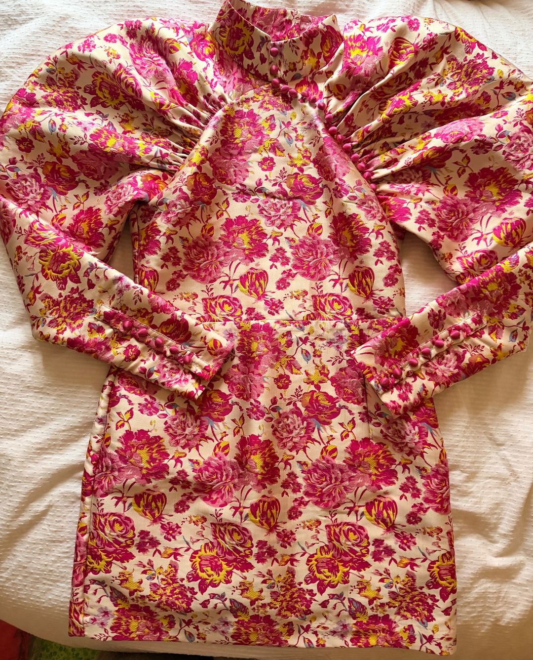 ROTATE Birger Christensen “Number 1" Floral-Jacquard Puff-Sleeve Mini Dress for rent on The Volte - main image