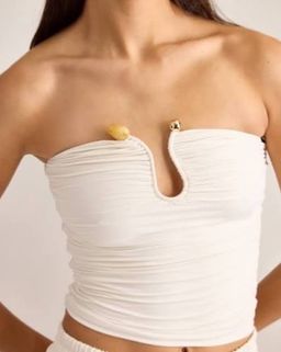 Kookai Cropped Tank Top Size 10 White for rent on The Volte - image 1