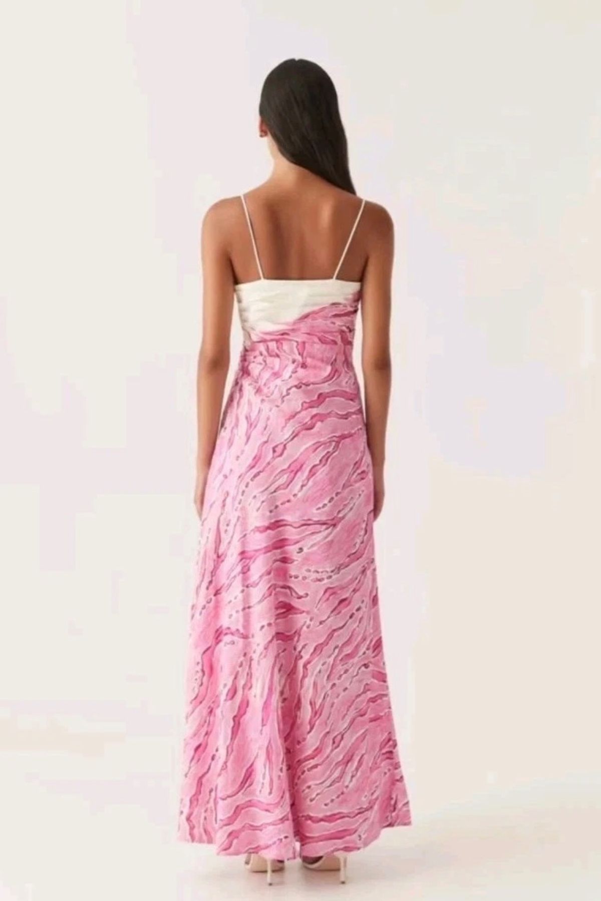 Aje Clarice Draped Linen Blend Maxi Dress Size 10 Pink - Image 2