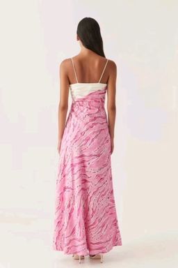 Aje Clarice Draped Linen Blend Maxi Dress Size 10 Pink for rent on The Volte - image 2