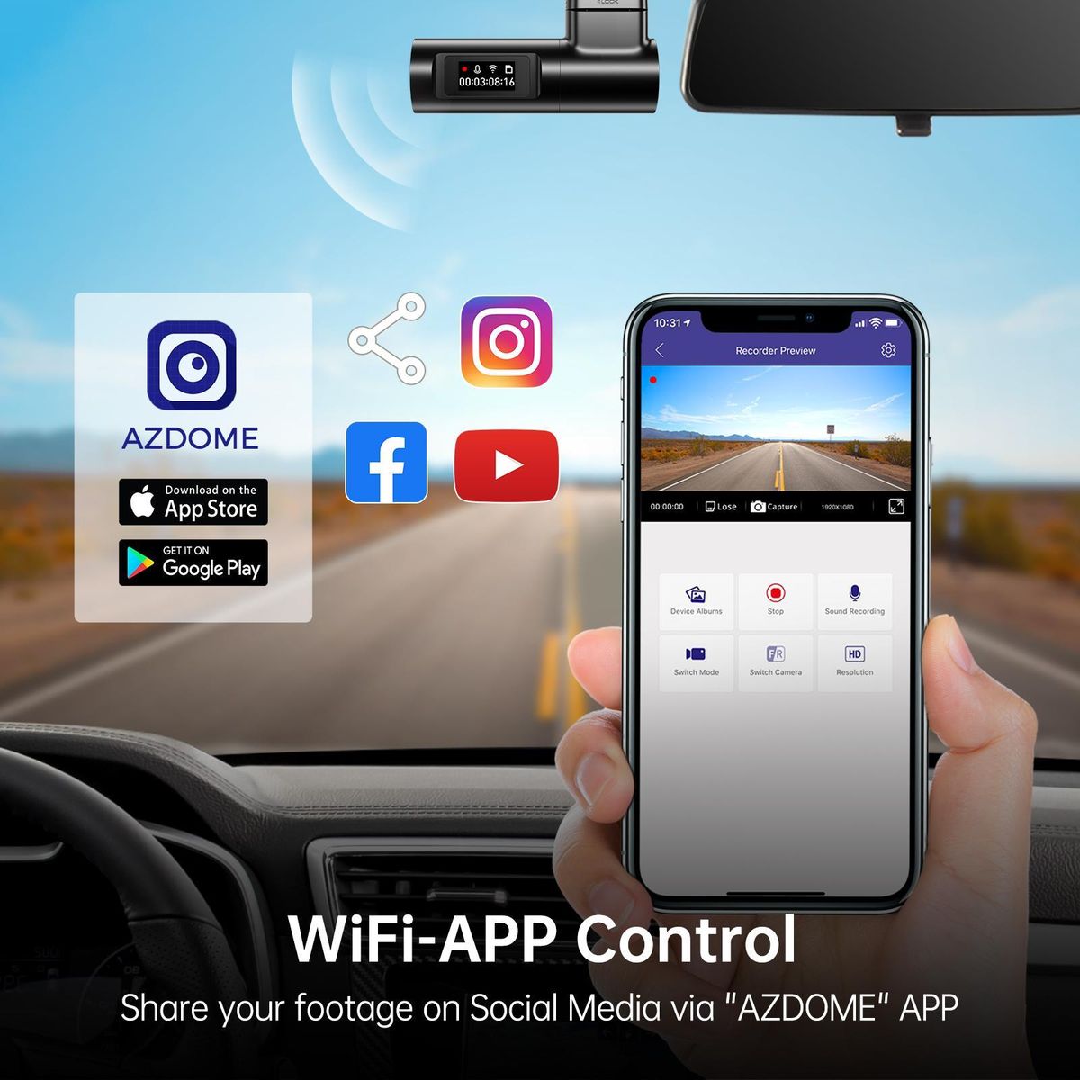 Azdome M330 Dashcam WiFi Night Vision Parking Mode - Image 7