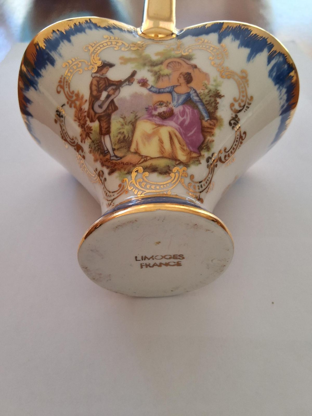 Limoges France Rococo Trinket Dish Gold Fragonard Painted - Image 2