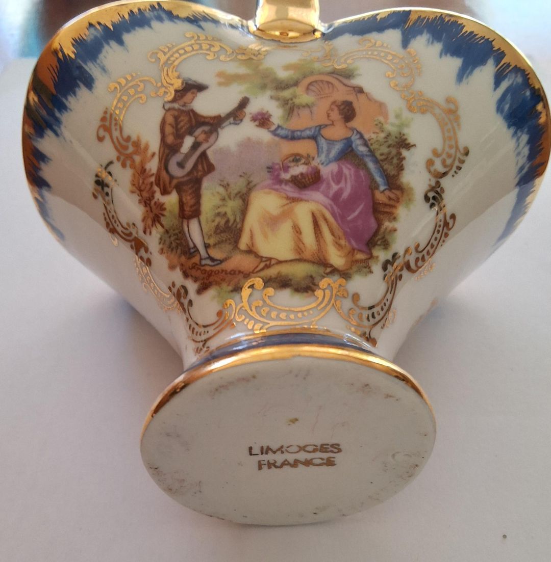 Limoges France Rococo Trinket Dish Gold Fragonard Painted for rent on The Volte - main image