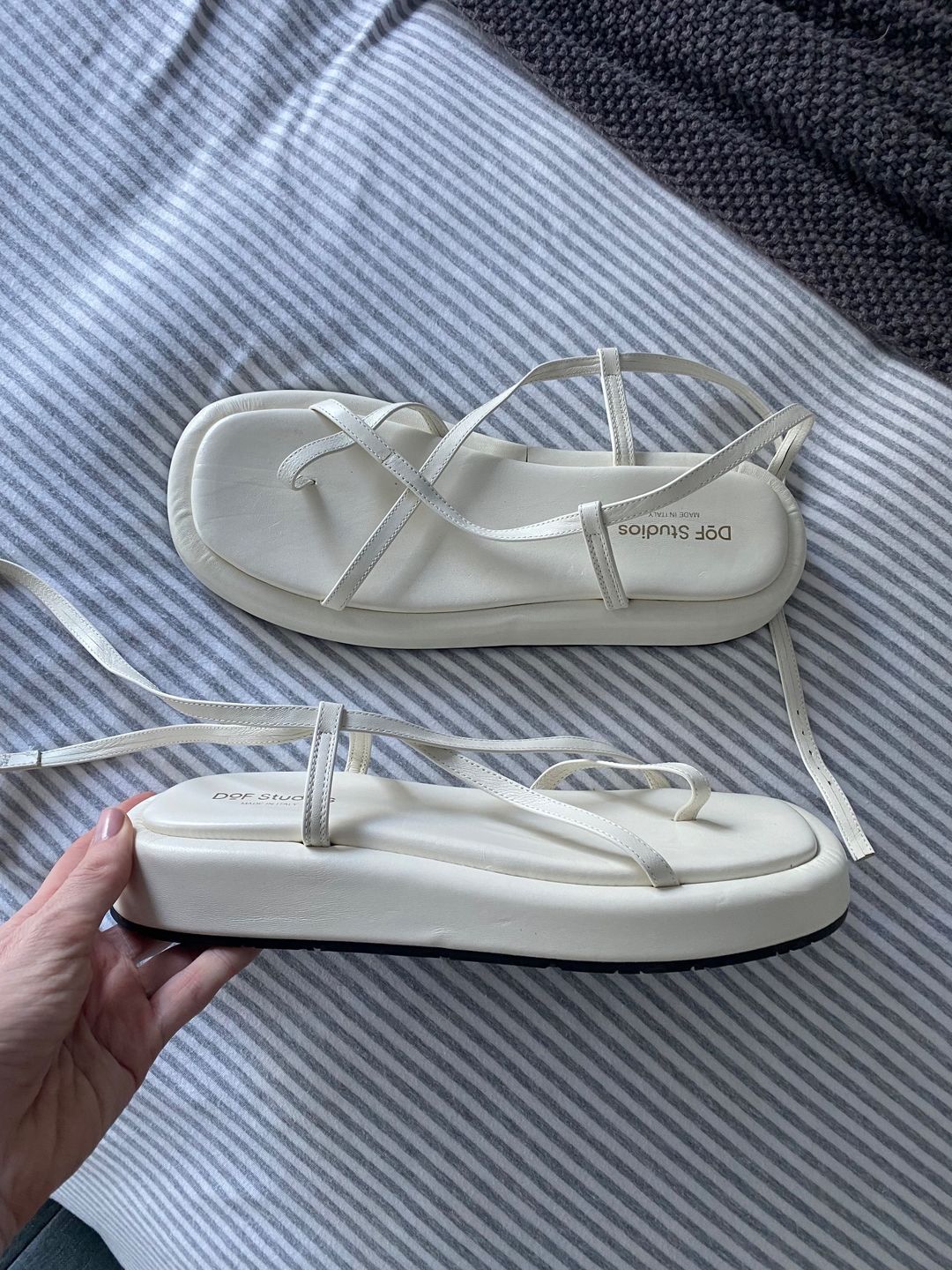 DOF Studios White Thong Sandals Size 10 Unisex for rent on The Volte - main image