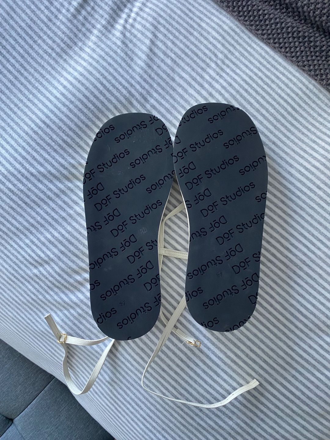 DOF Studios White Thong Sandals Size 10 Unisex for rent on The Volte - main image