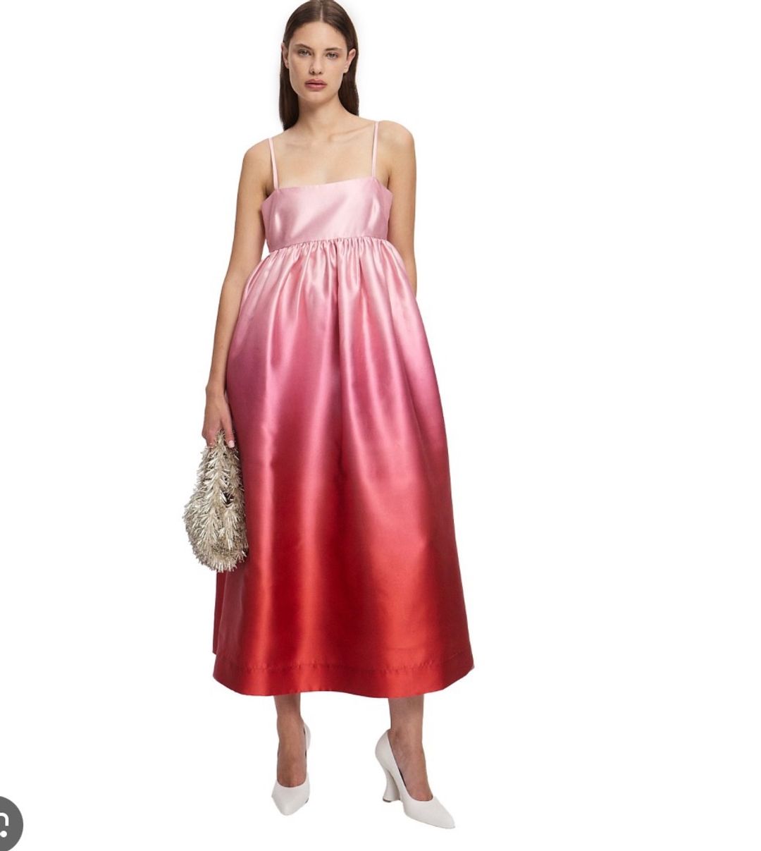 ALÉMAIS Women's Pink Red Midi Fit & Flare Dress Size 10 for rent on The Volte - main image