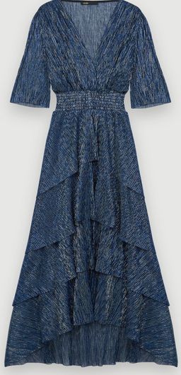 Maje Stretch Lurex Ruffle Midi Dress Size 10 Blue for rent on The Volte - image 3