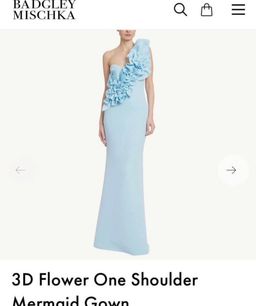 Badgley Mischka 3D Flower Mermaid Gown Blue Size 6 for rent on The Volte - image 1